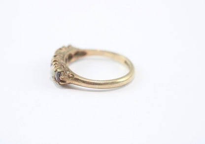 Vintage Birmingham 9ct Gold Garnet Opal Ring