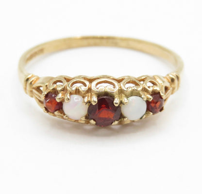 Vintage London Hallmark 9ct Gold Opal Ring Size P