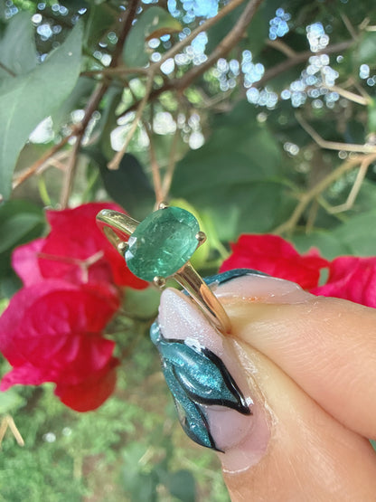 TGGC Emerald Ring 9ct Gold Size N 1/2