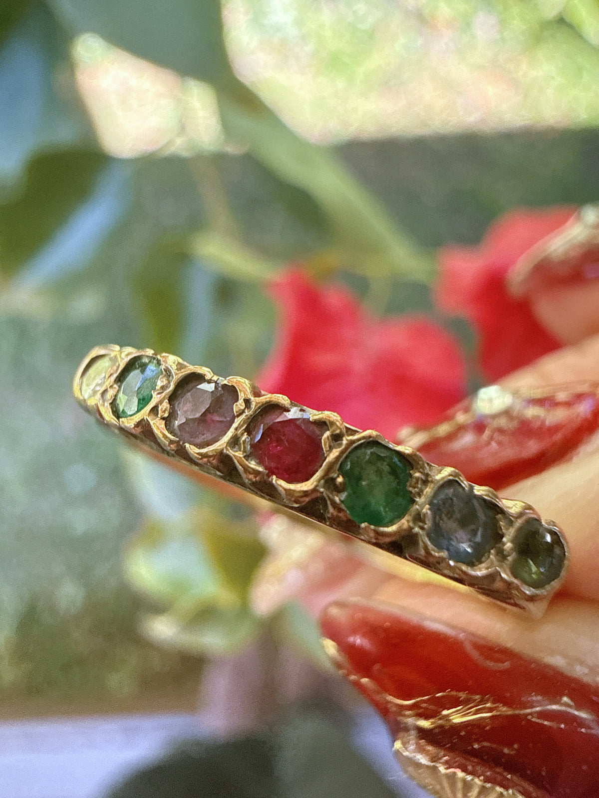 Vintage 1979 London 9ct Gold DEAREST Acrostic Ring Size Q1/2