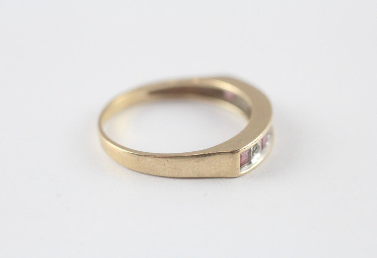 Vintage 9ct Gold Ruby Diamond Eternity Ring Size N