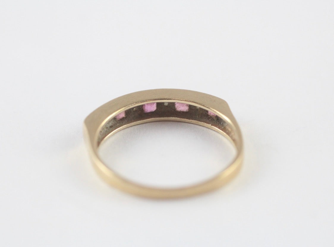 Vintage 9ct Gold Ruby Diamond Eternity Ring Size N
