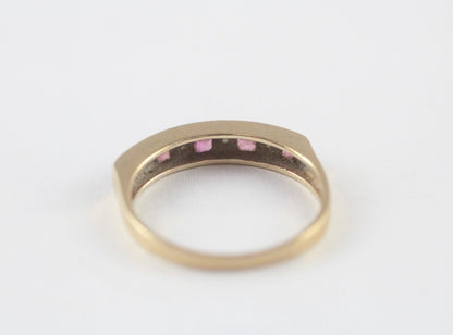 Vintage 9ct Gold Ruby Diamond Eternity Ring Size N