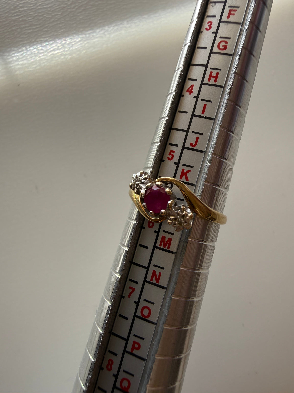 Vintage 9ct Gold Ruby Diamond Ring Size L