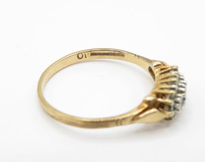 Vintage 1980s 9ct Gold Emerald Diamond Ring Size P